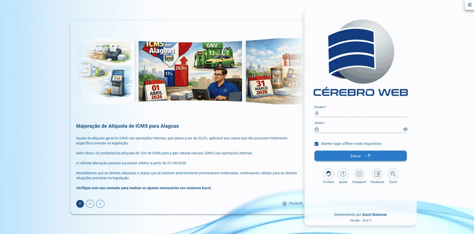 Tela de login animada do Cérebro Web